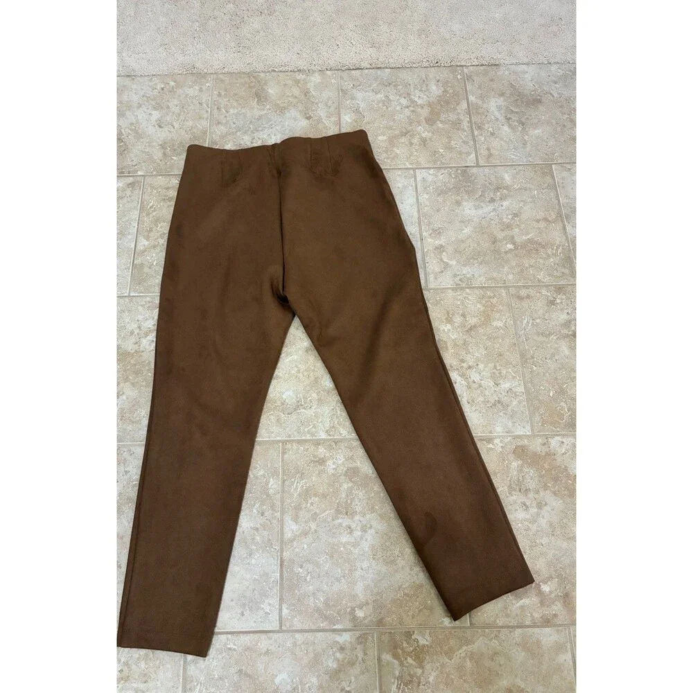 New LOFT FAUX SUEDE SEAMED PANTS Size 14 Golden Brown